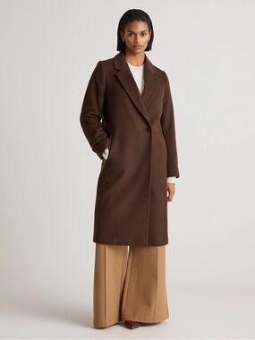 Quince Dark Chocolate Italian Wool Classic Single Breasted Coat Size Medium